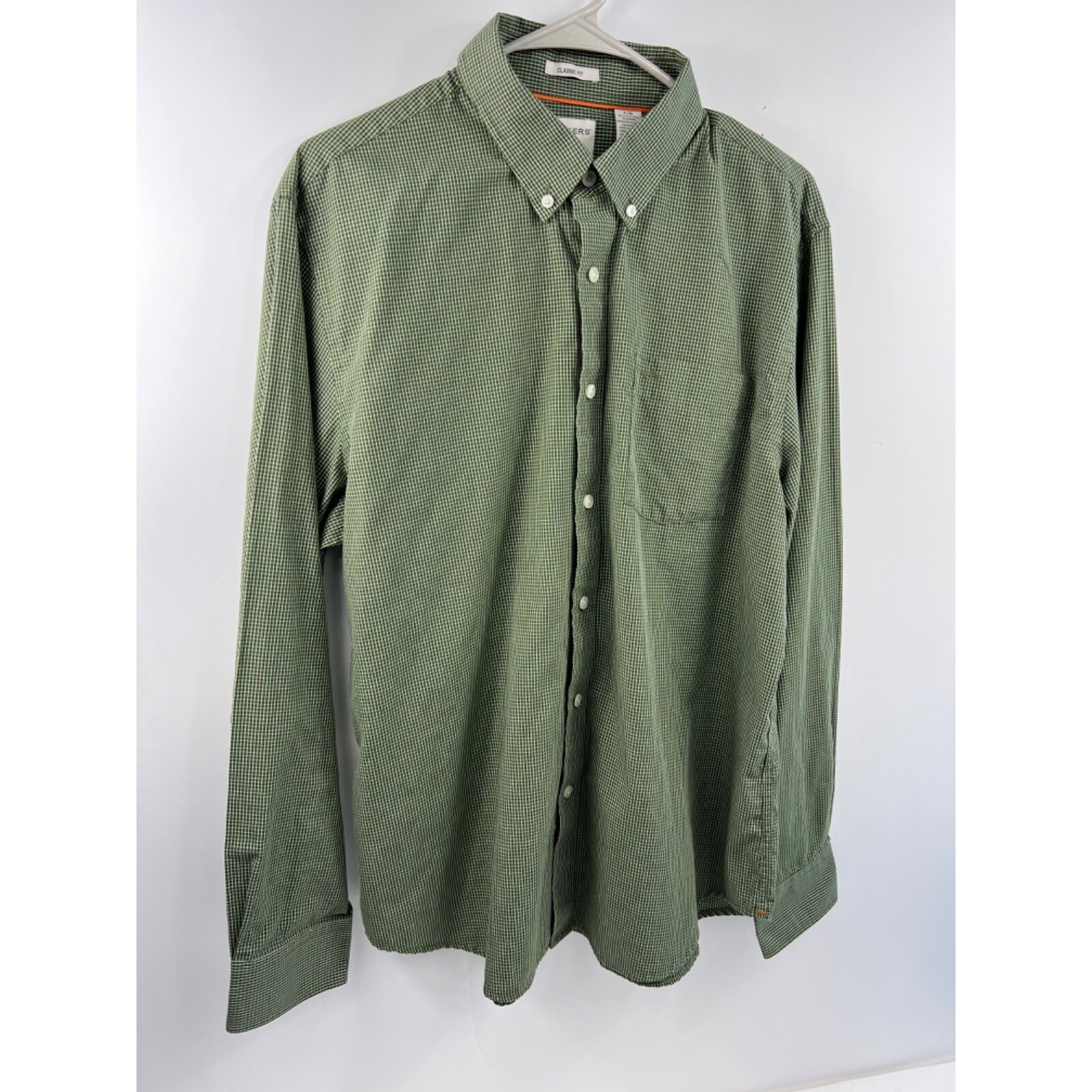 Dockers Shirt Men's Size L Green Check Classic Fit Long Sleeve